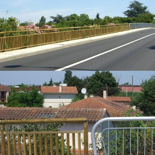 Idée de continuité de clôture acier avec du bois. Notre production d'adapte à l'existant